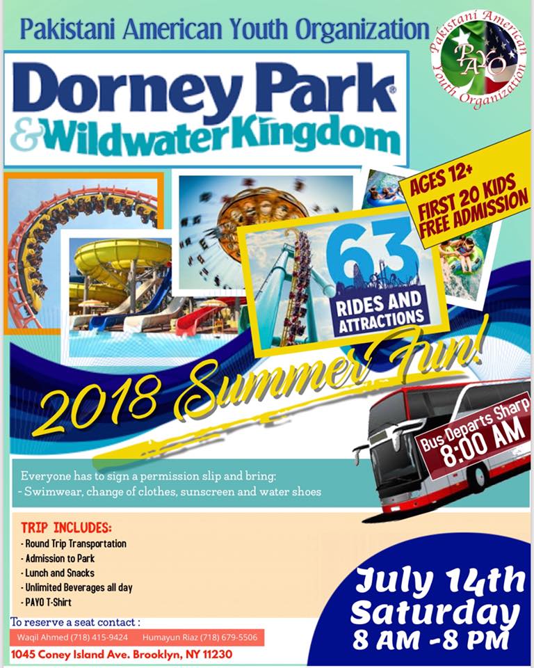 FREE TRIP TO DORNEY PARK KIDS Pakistani American Youth Organization